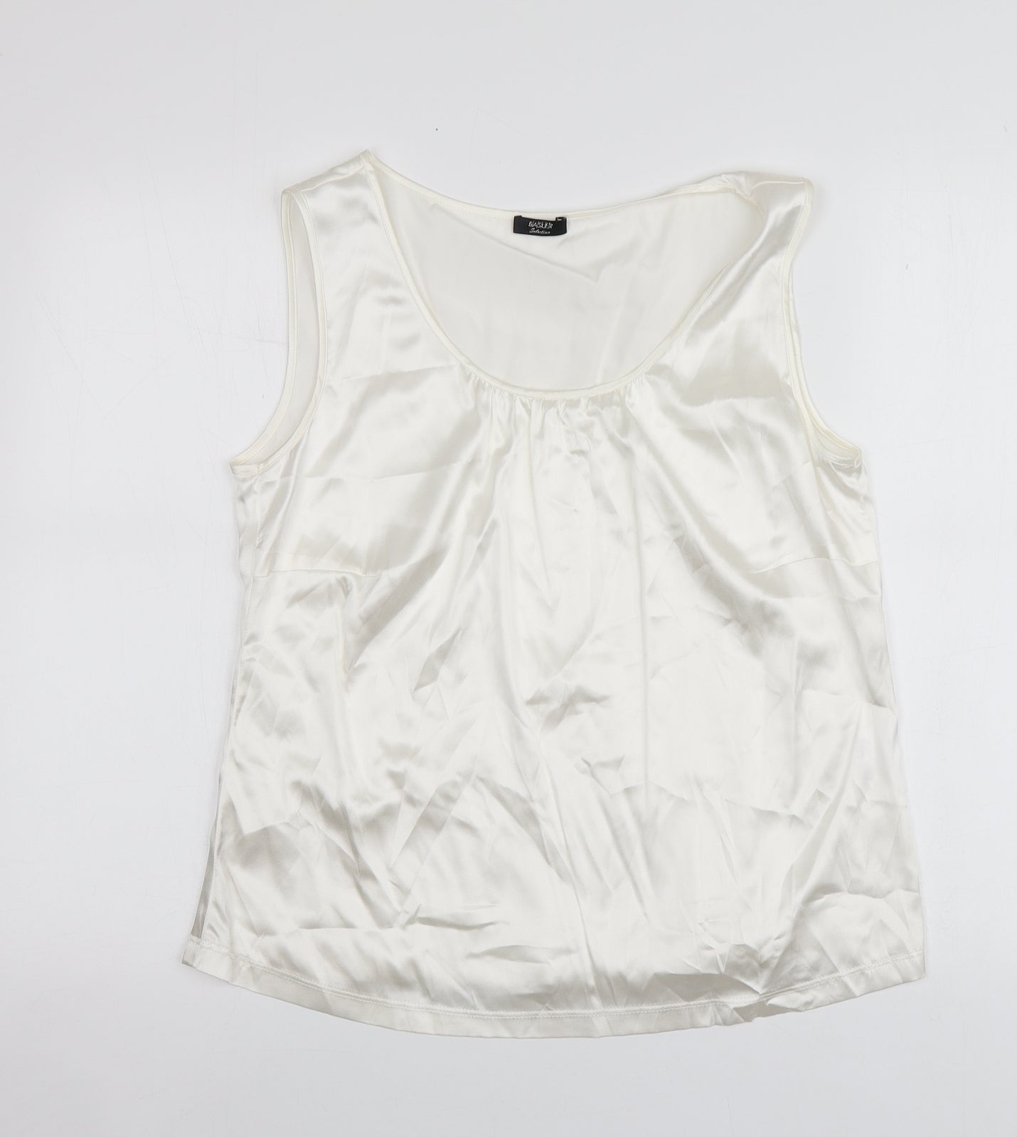 Basler Womens White  Polyester Basic Blouse Size 16 Round Neck
