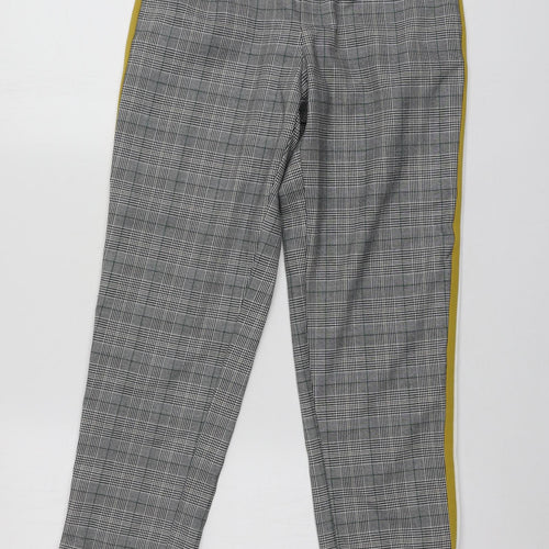 Zara Womens Grey Plaid Polyester Chino Trousers Size XS L25 in Regular