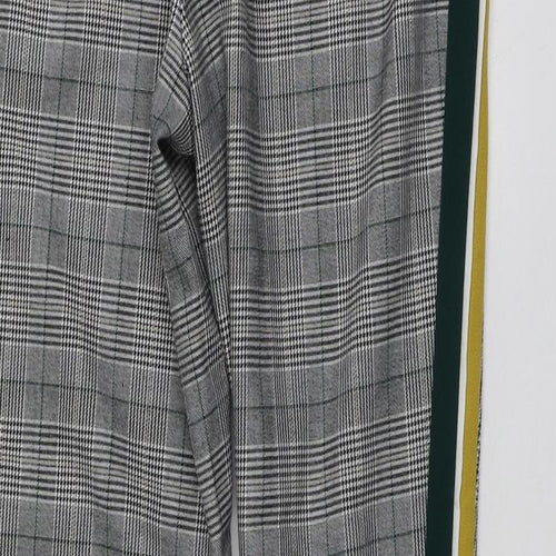 Zara Womens Grey Plaid Polyester Chino Trousers Size XS L25 in Regular