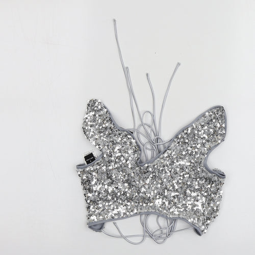 SheIn Womens Silver  Polyester Basic T-Shirt Size S Off the Shoulder