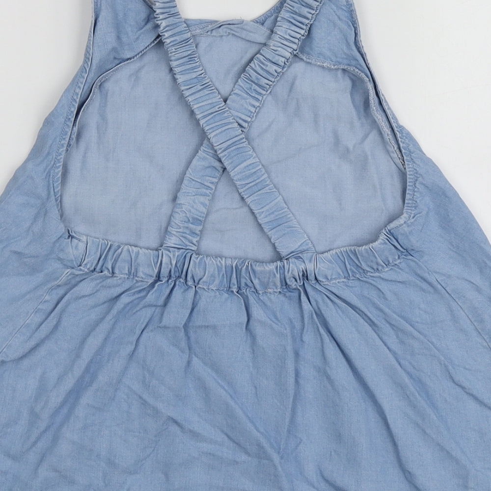 Mango Womens Blue  Lyocell Basic T-Shirt Size XS Halter