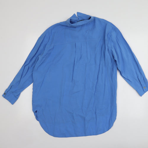 New Look Womens Blue  Modal Basic Button-Up Size 8 Collared