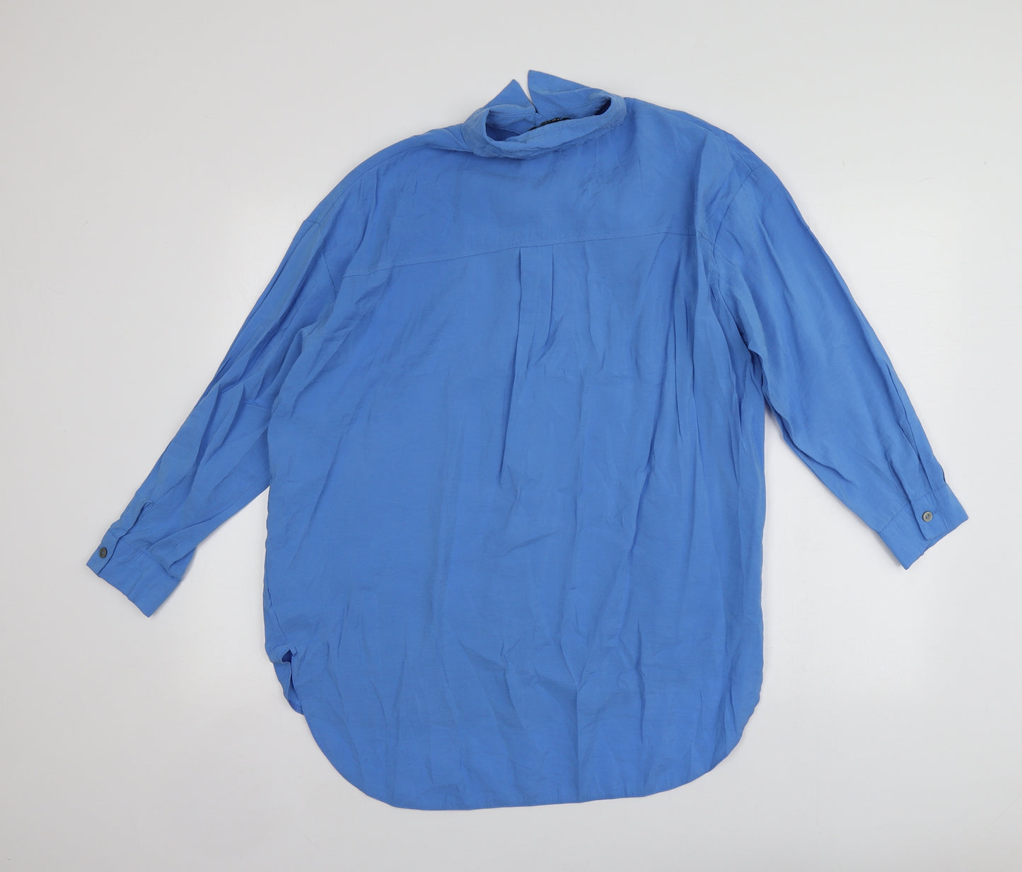 New Look Womens Blue  Modal Basic Button-Up Size 8 Collared