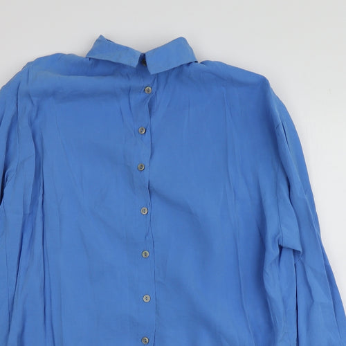 New Look Womens Blue  Modal Basic Button-Up Size 8 Collared