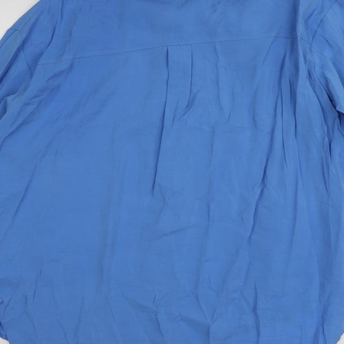 New Look Womens Blue  Modal Basic Button-Up Size 8 Collared