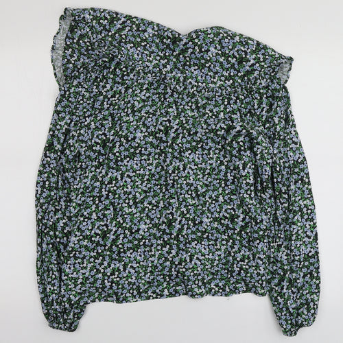 New Look Womens Multicoloured Floral Viscose Basic Button-Up Size 8 Round Neck