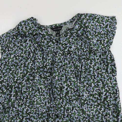 New Look Womens Multicoloured Floral Viscose Basic Button-Up Size 8 Round Neck