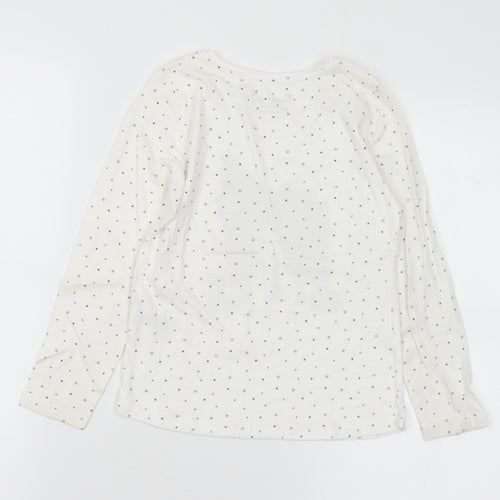 Primark Girls White Geometric Cotton Basic T-Shirt Size 5-6 Years Round Neck  - Halloween