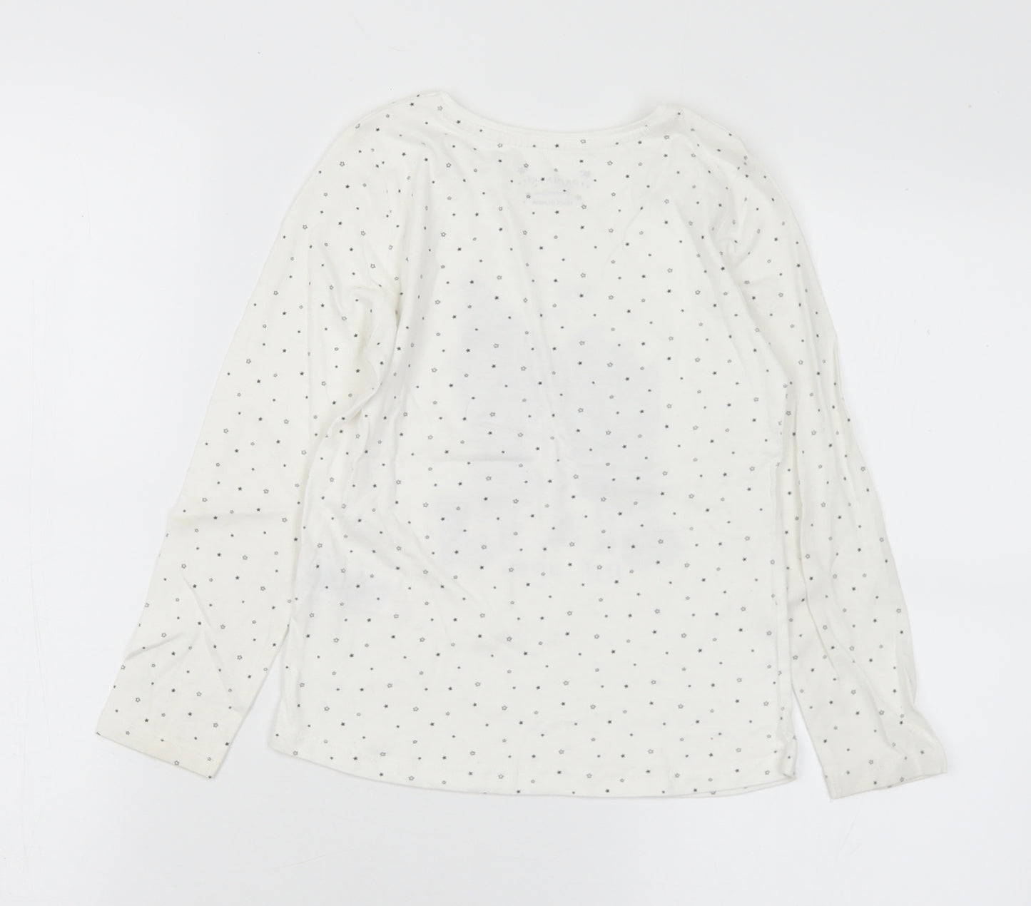 Primark Girls White Geometric Cotton Basic T-Shirt Size 5-6 Years Round Neck  - Halloween
