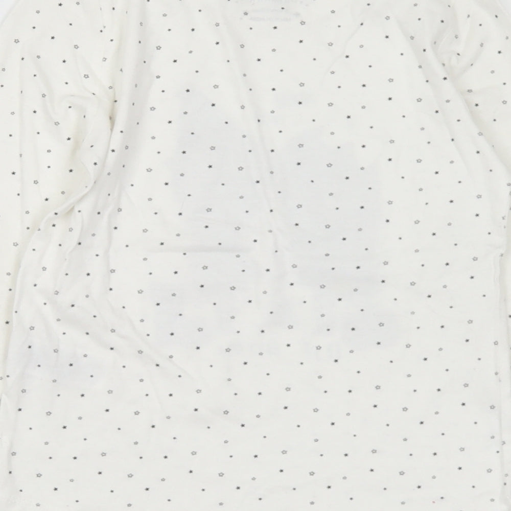 Primark Girls White Geometric Cotton Basic T-Shirt Size 5-6 Years Round Neck  - Halloween