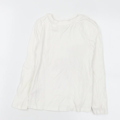 Dunnes Stores Girls White  Cotton Basic T-Shirt Size 5-6 Years Round Neck  - Unicorn