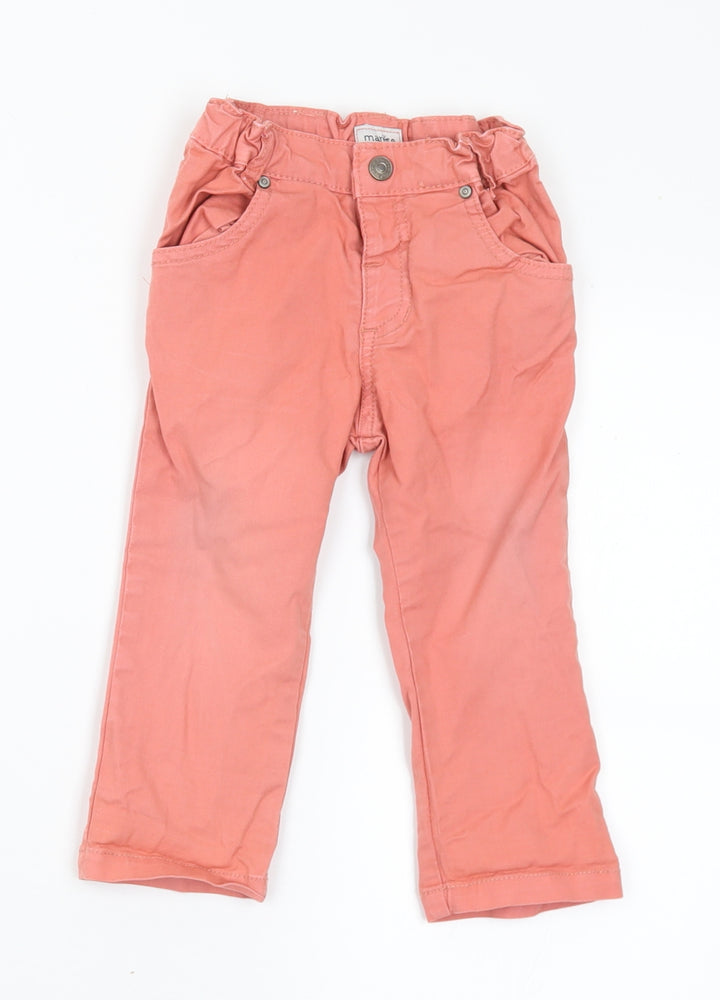 Marese Girls Pink  Cotton Capri Jeans Size 18-24 Months  Button