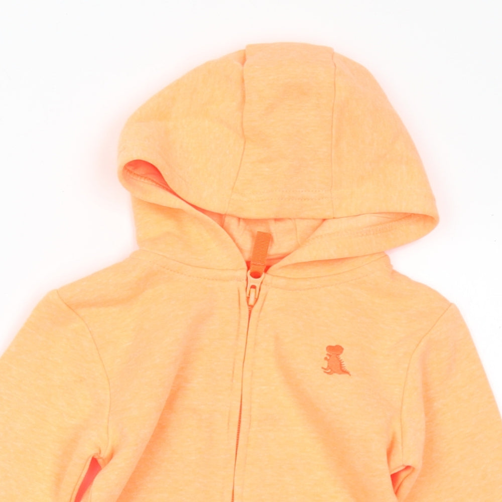 Dunnes Stores Girls Orange  Cotton Full Zip Jumper Size 18-24 Months  Zip