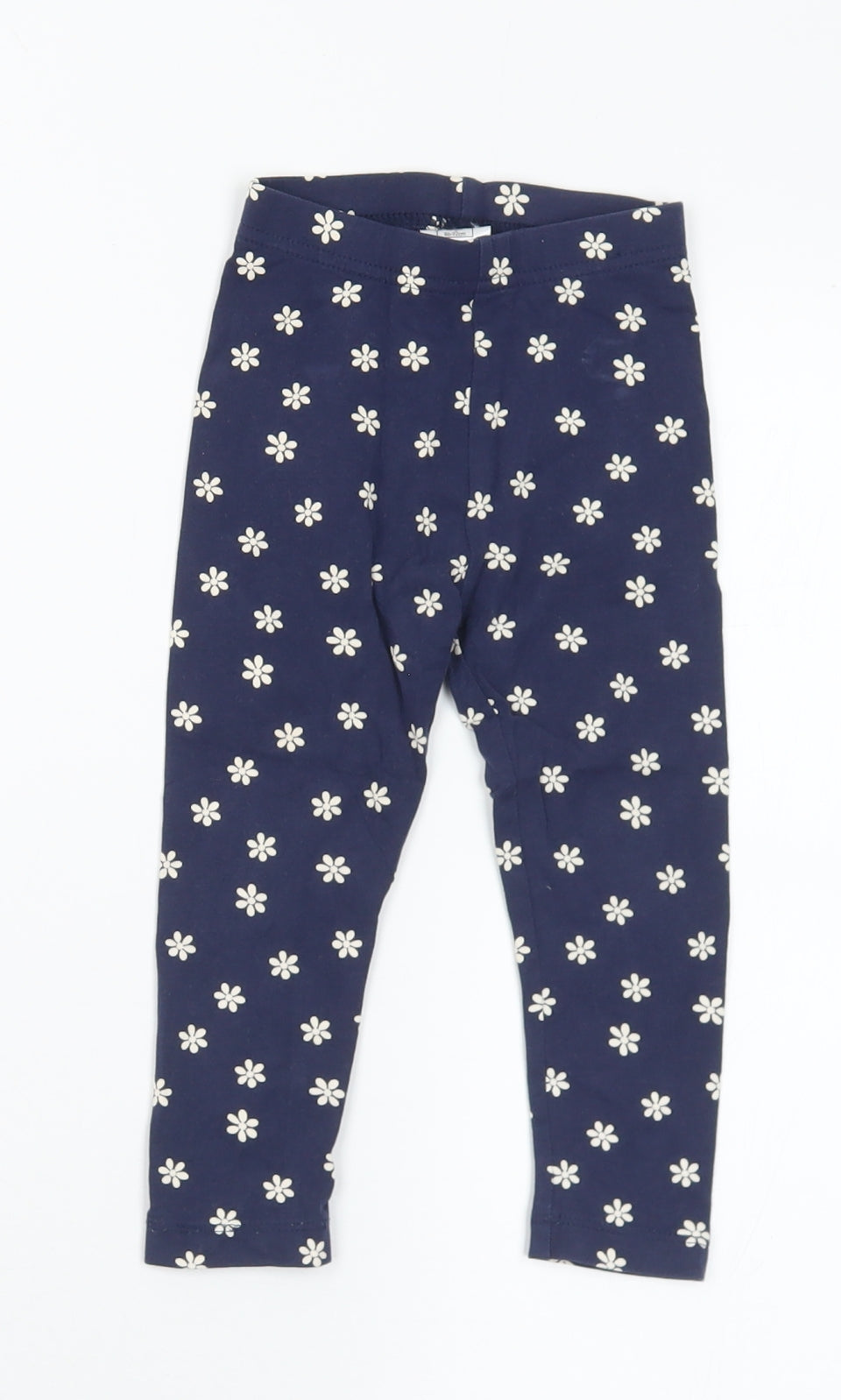 George Girls Blue Floral Cotton Capri Leggings Size 18-24 Months