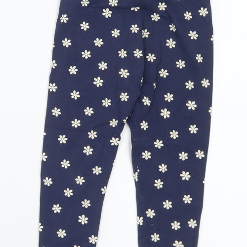 George Girls Blue Floral Cotton Capri Leggings Size 18-24 Months