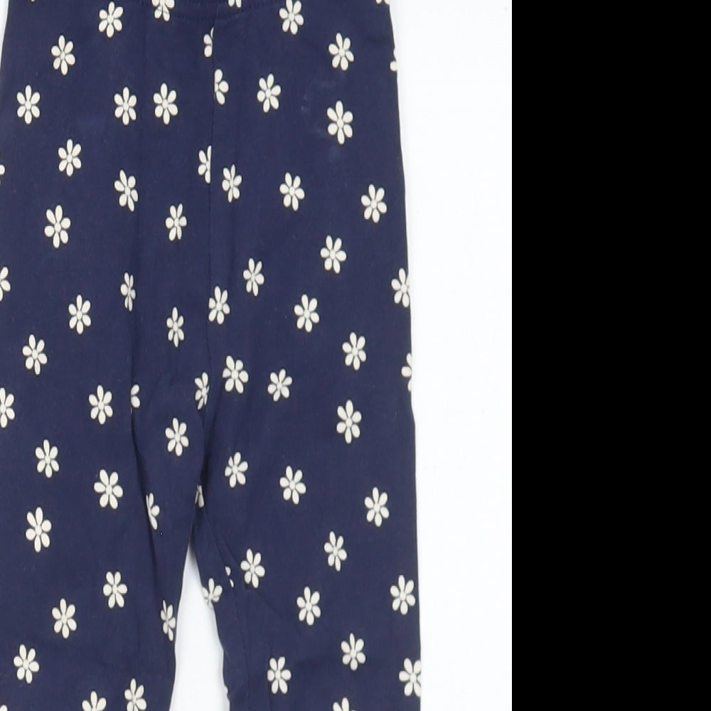 George Girls Blue Floral Cotton Capri Leggings Size 18-24 Months