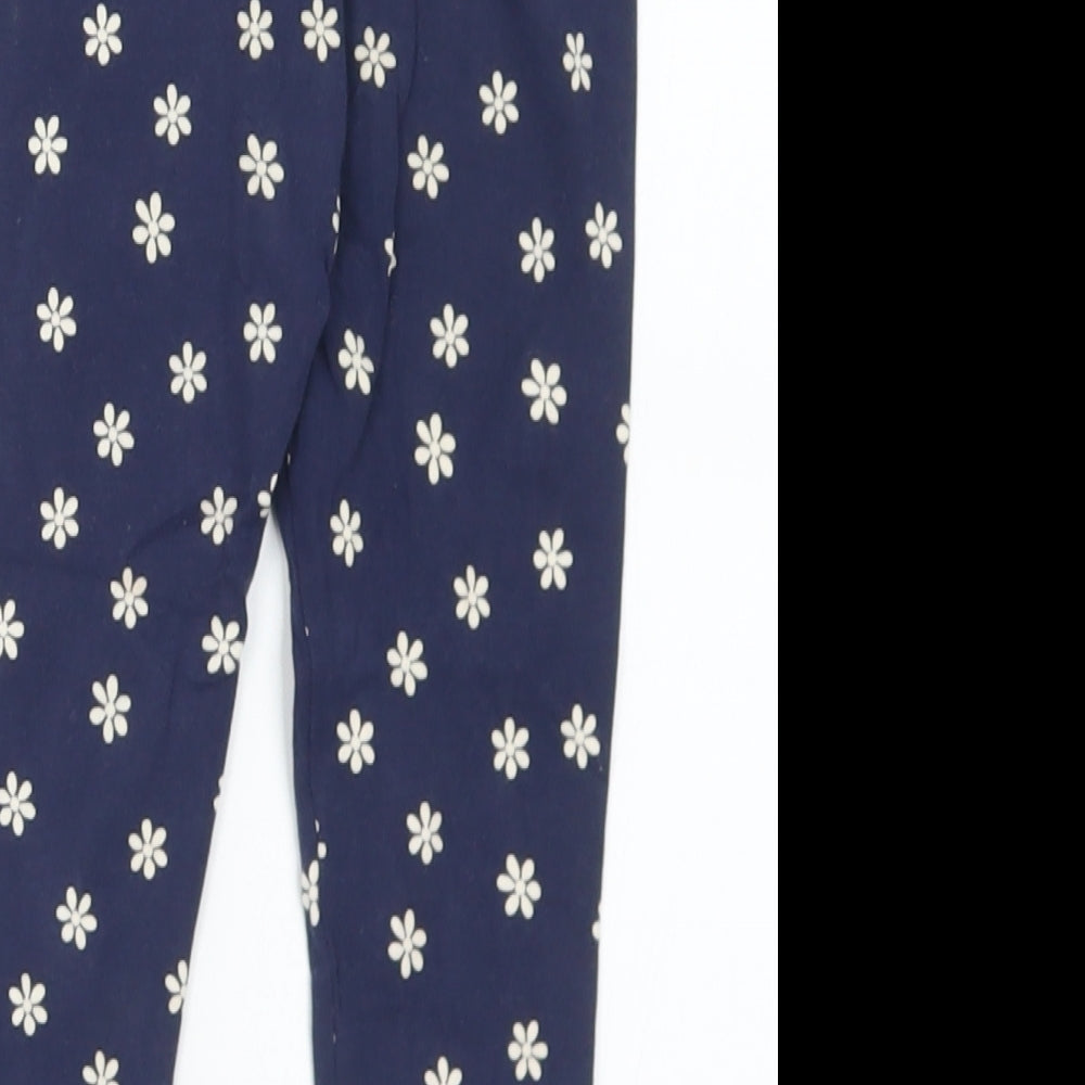 George Girls Blue Floral Cotton Capri Leggings Size 18-24 Months