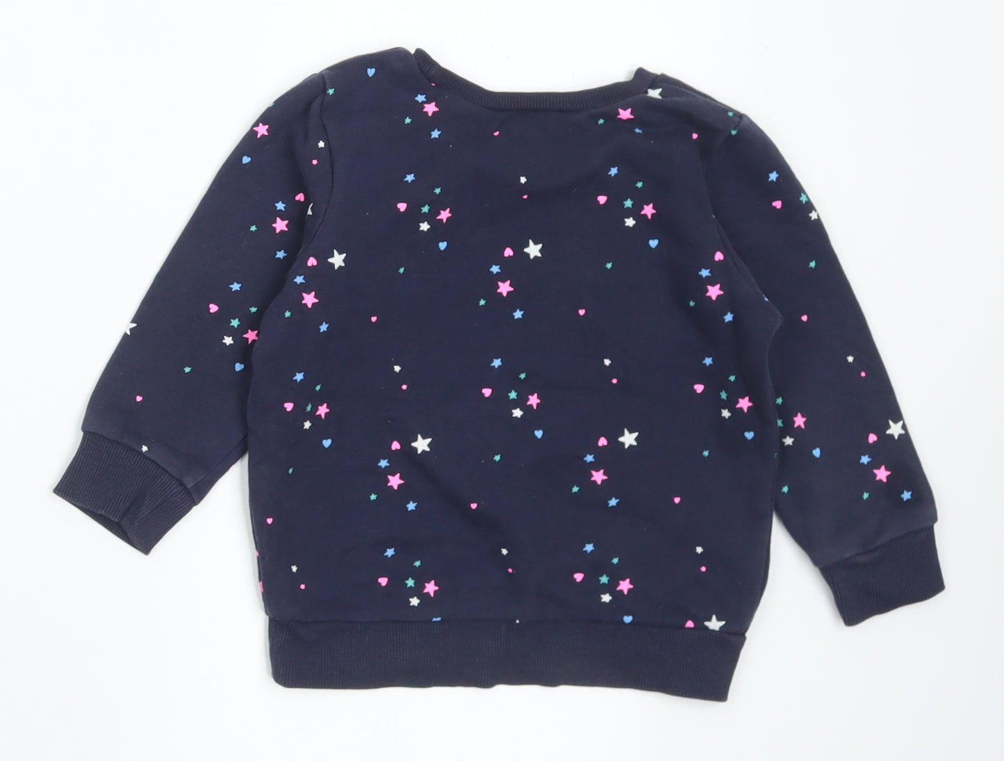 Dunnes Stores Girls Multicoloured Geometric Cotton Pullover Jumper Size 18-24 Months   - Love our planet