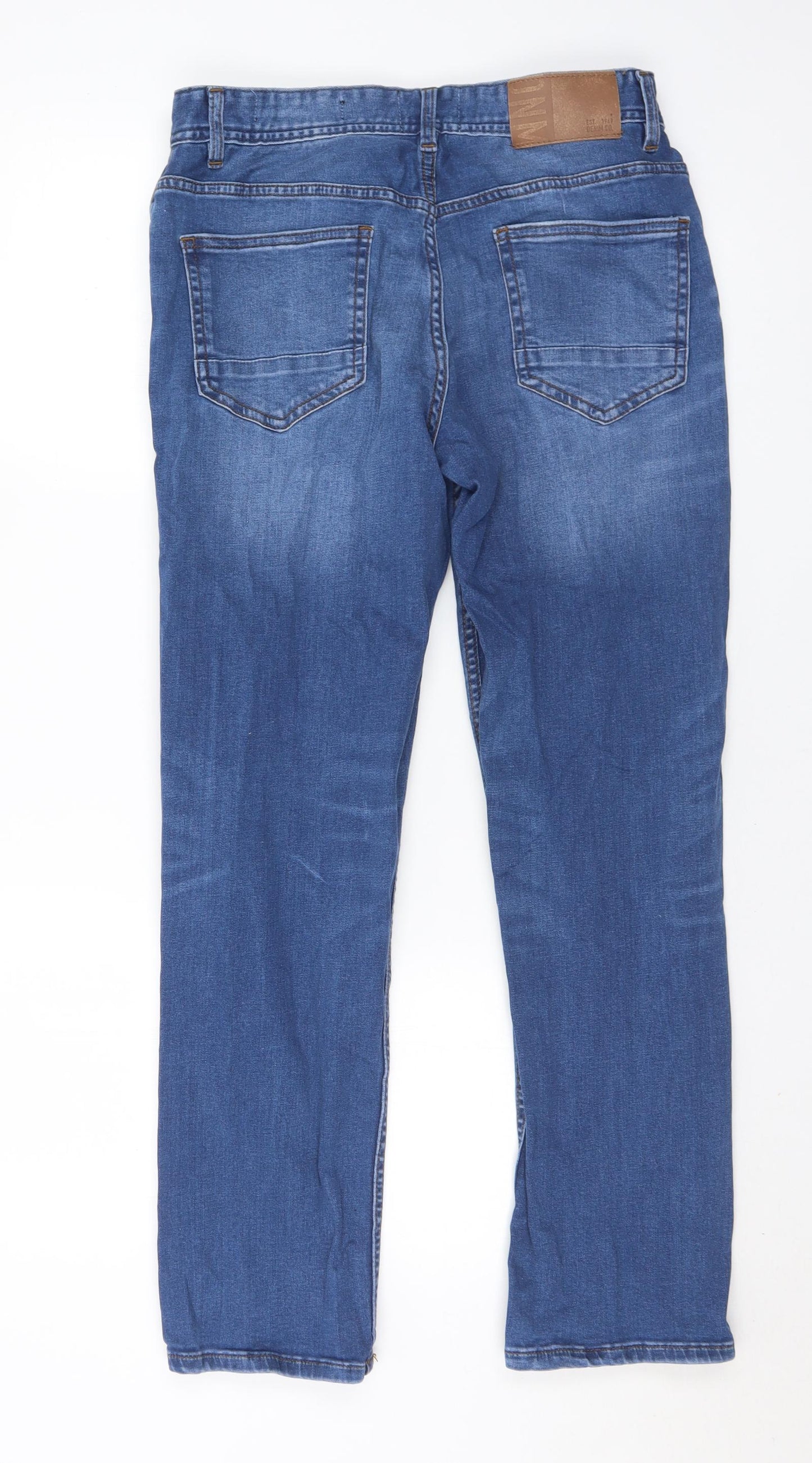 Denim & Co. Mens Blue  Cotton Straight Jeans Size 32 in L30 in Regular Button