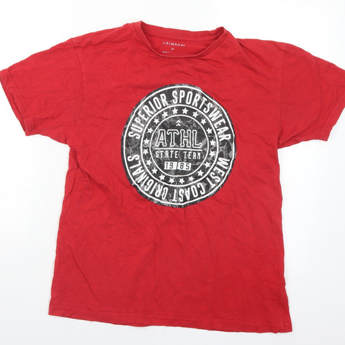 Primark Mens Red  Cotton  T-Shirt Size M Crew Neck  - Sportswear