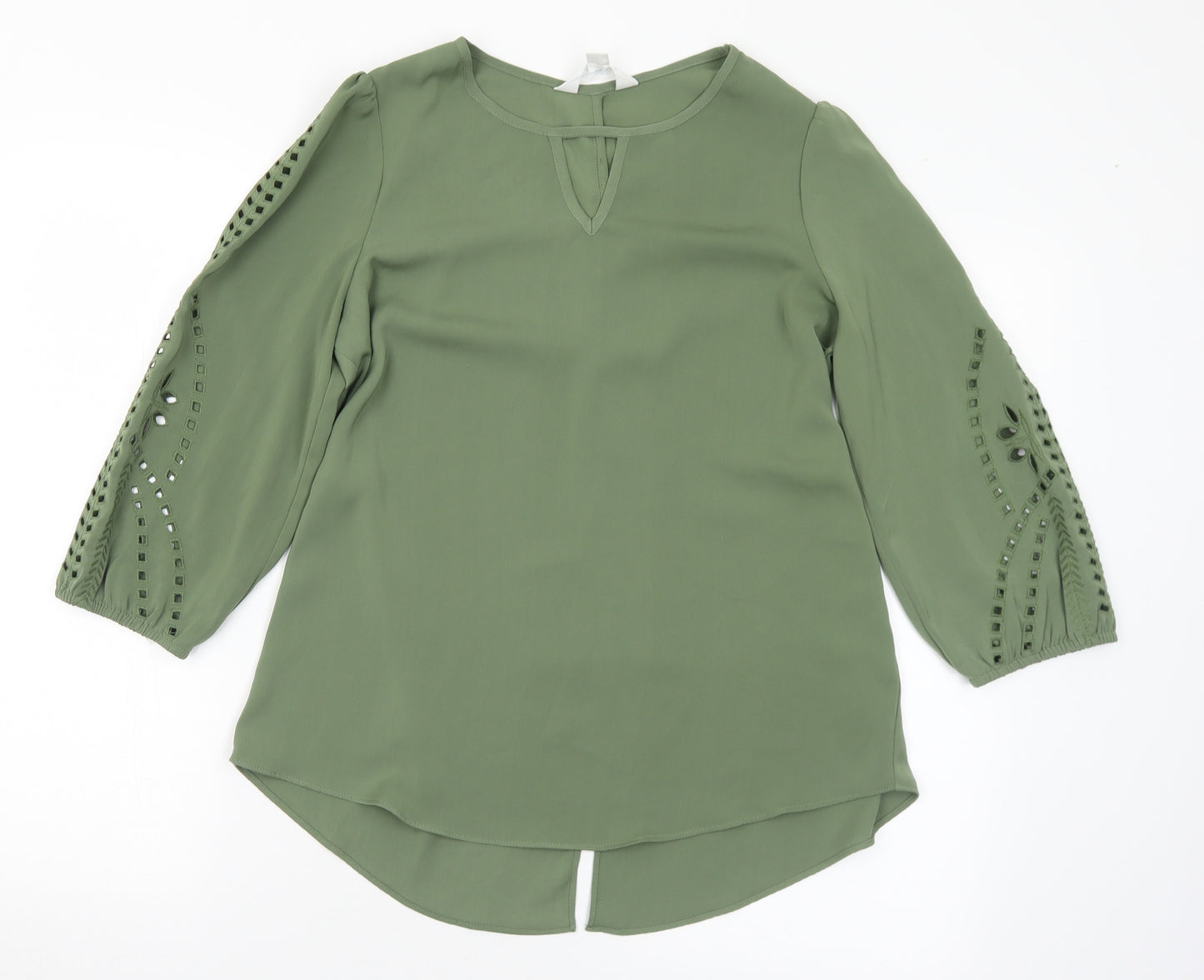 Market & Spruce Womens Gold  Polyester Basic Blouse Size S Round Neck