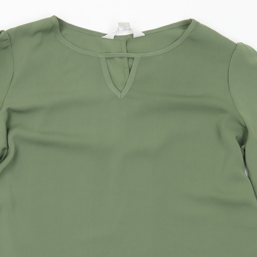 Market & Spruce Womens Gold  Polyester Basic Blouse Size S Round Neck