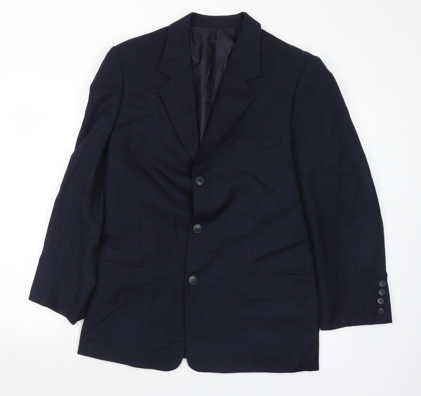 James Fashion Mens Blue  Polyester Jacket Suit Jacket Size 36