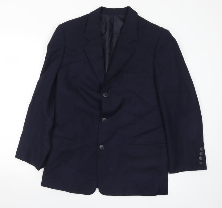 James Fashion Mens Blue  Polyester Jacket Suit Jacket Size 36