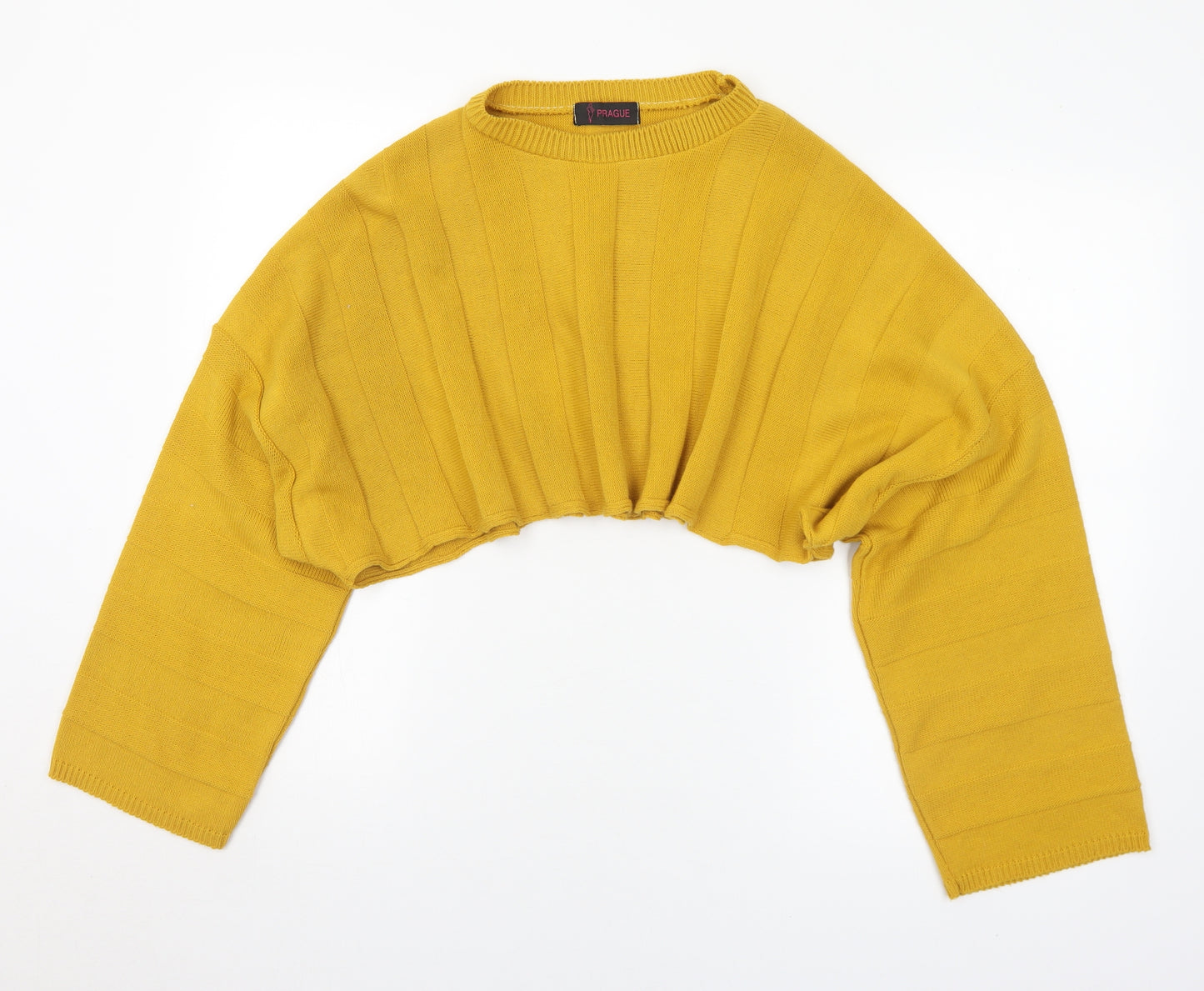 Prague Womens Yellow Mock Neck  Acrylic Pullover Jumper Size M