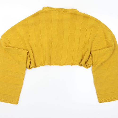 Prague Womens Yellow Mock Neck  Acrylic Pullover Jumper Size M