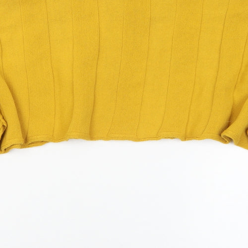 Prague Womens Yellow Mock Neck  Acrylic Pullover Jumper Size M