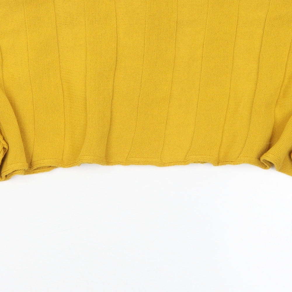Prague Womens Yellow Mock Neck  Acrylic Pullover Jumper Size M