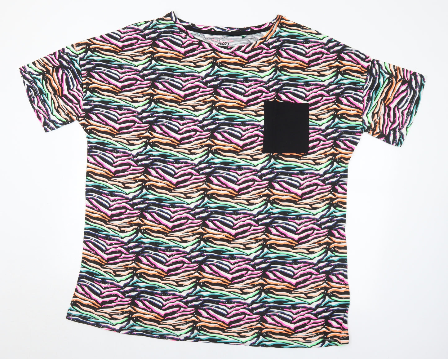 Pretty Secrets Womens Multicoloured Geometric Polyester Basic T-Shirt Size 24 Round Neck - 24-26