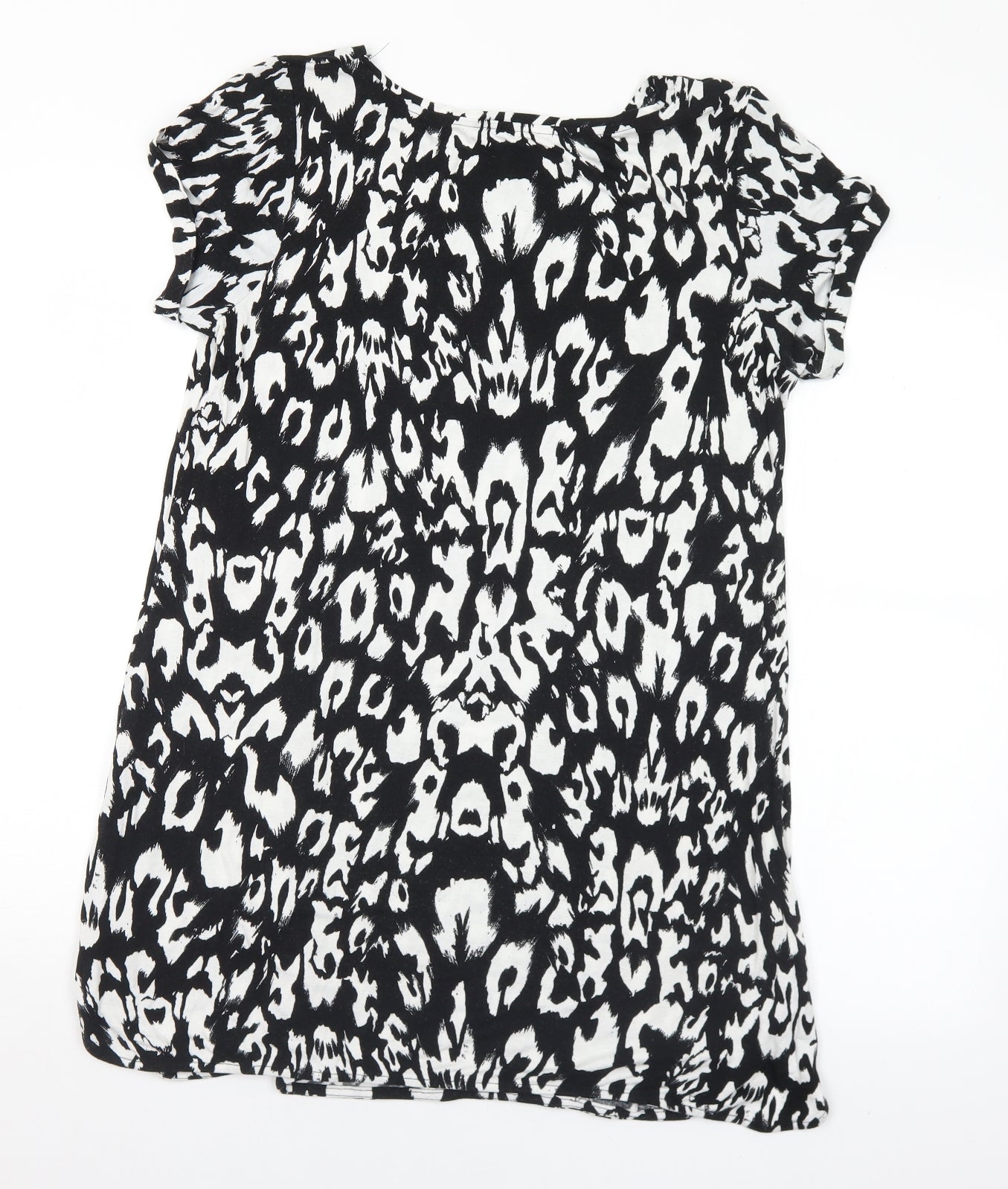 George Womens Black Geometric Viscose Tunic T-Shirt Size 18 Round Neck