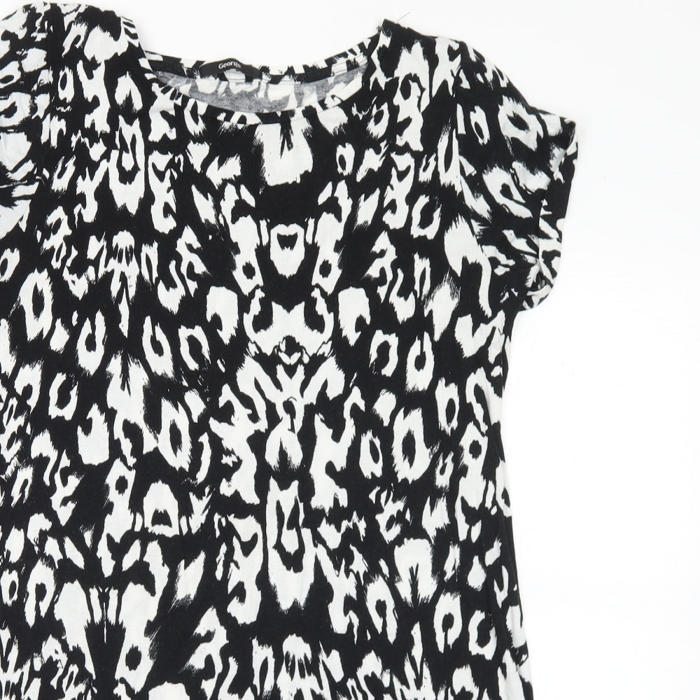 George Womens Black Geometric Viscose Tunic T-Shirt Size 18 Round Neck