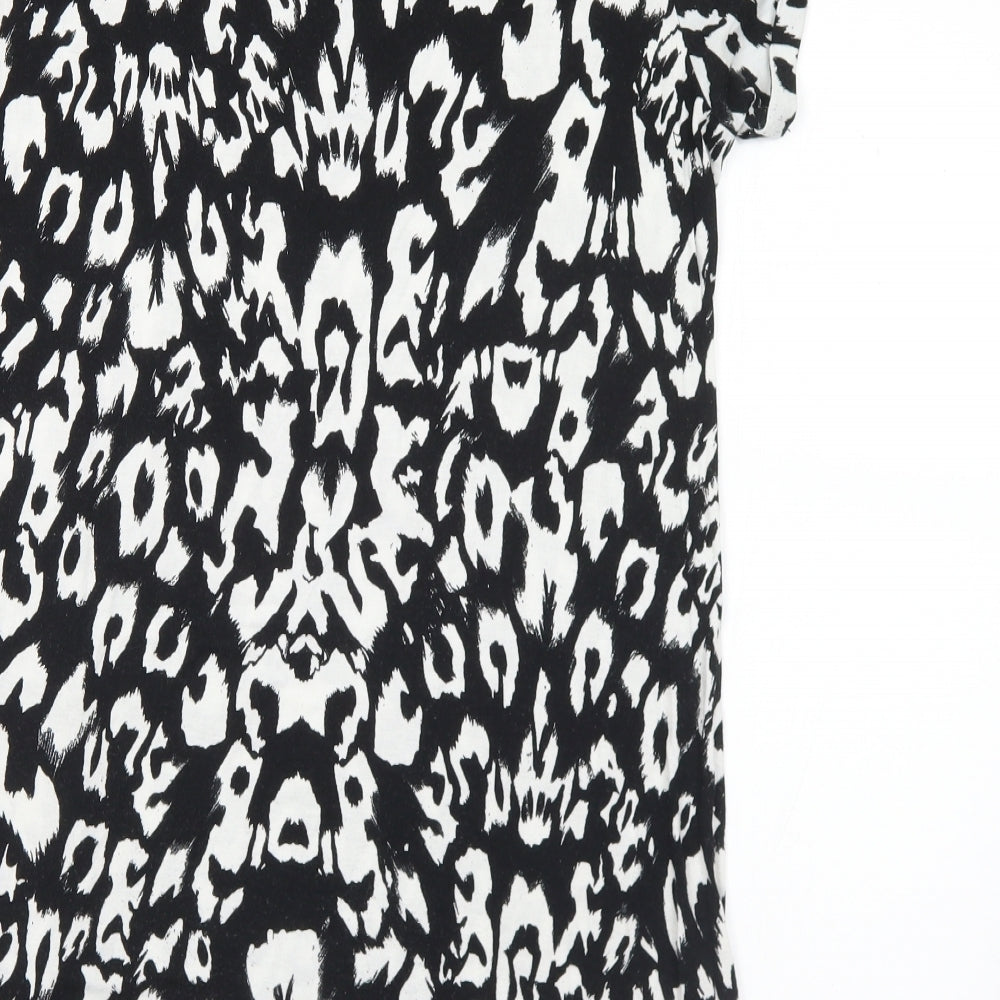 George Womens Black Geometric Viscose Tunic T-Shirt Size 18 Round Neck