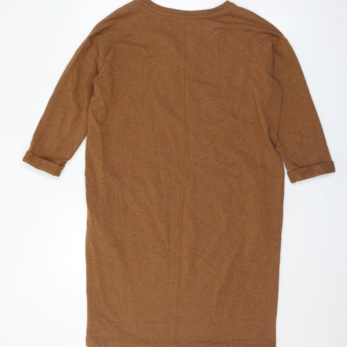 Sandwich Womens Brown Geometric Cotton Jumper Dress  Size L  V-Neck