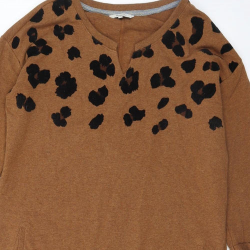 Sandwich Womens Brown Geometric Cotton Jumper Dress  Size L  V-Neck