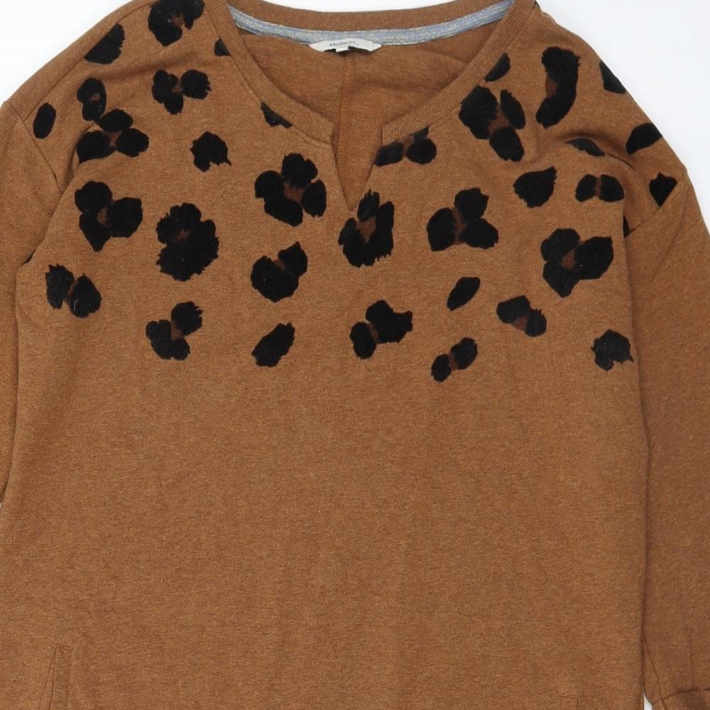 Sandwich Womens Brown Geometric Cotton Jumper Dress  Size L  V-Neck