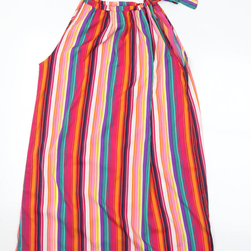 Pep&Co Womens Multicoloured Striped Polyester A-Line  Size 18  Round Neck