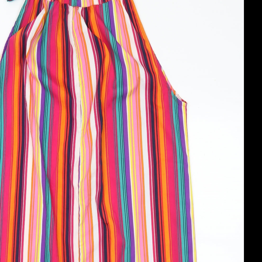 Pep&Co Womens Multicoloured Striped Polyester A-Line  Size 18  Round Neck