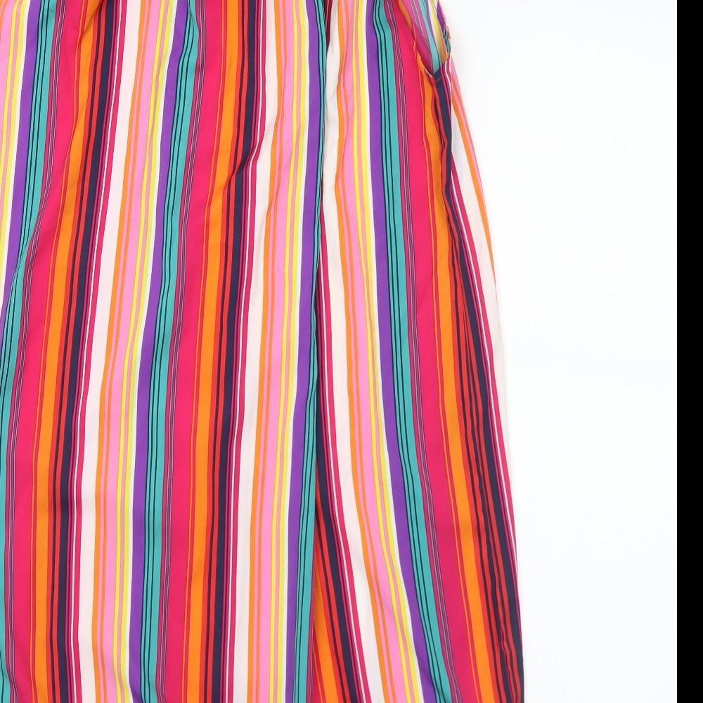 Pep&Co Womens Multicoloured Striped Polyester A-Line  Size 18  Round Neck