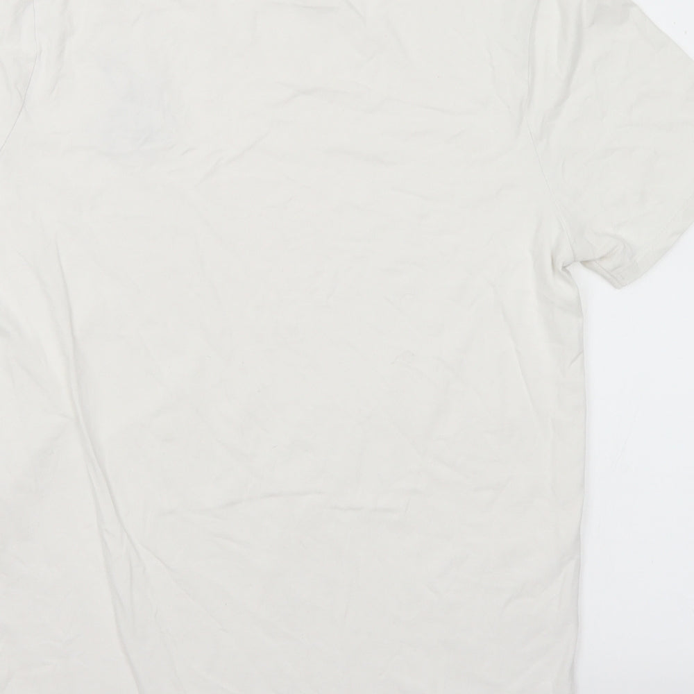 River Island Mens White  Cotton  T-Shirt Size XL Crew Neck
