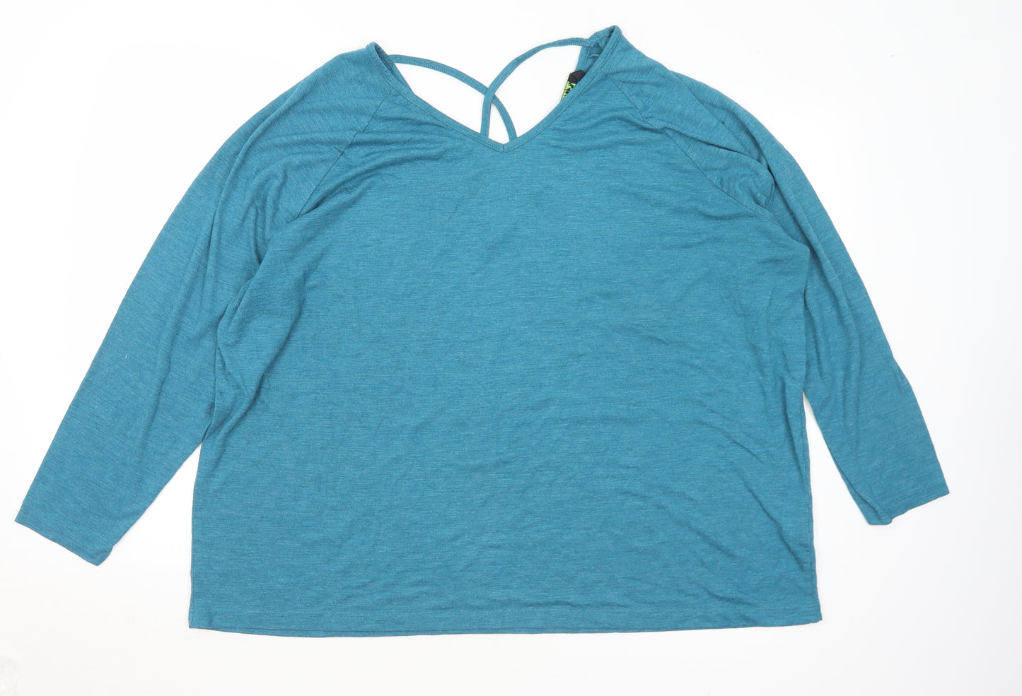 TU Womens Green  Polyester Basic T-Shirt Size 24 V-Neck