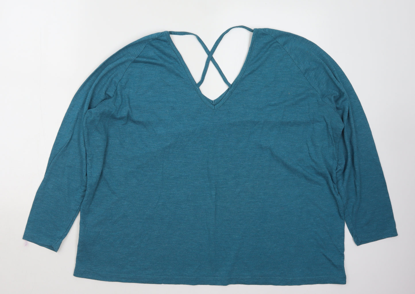 TU Womens Green  Polyester Basic T-Shirt Size 24 V-Neck