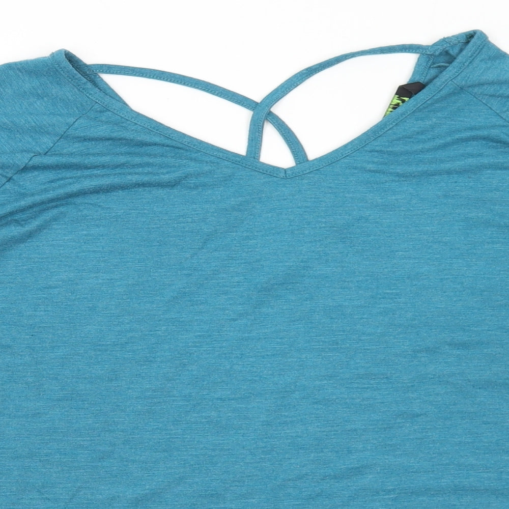 TU Womens Green  Polyester Basic T-Shirt Size 24 V-Neck