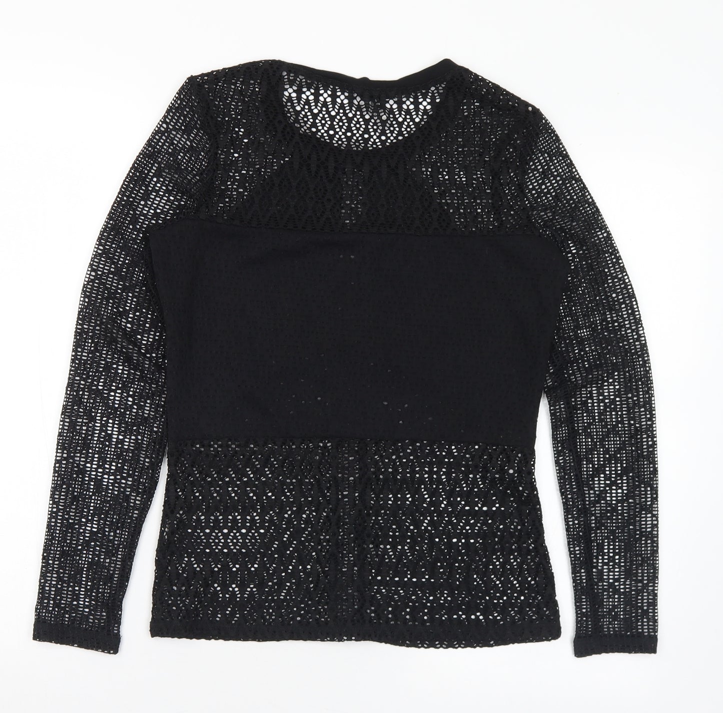 River Island Womens Black  Polyester Basic T-Shirt Size 12 Round Neck