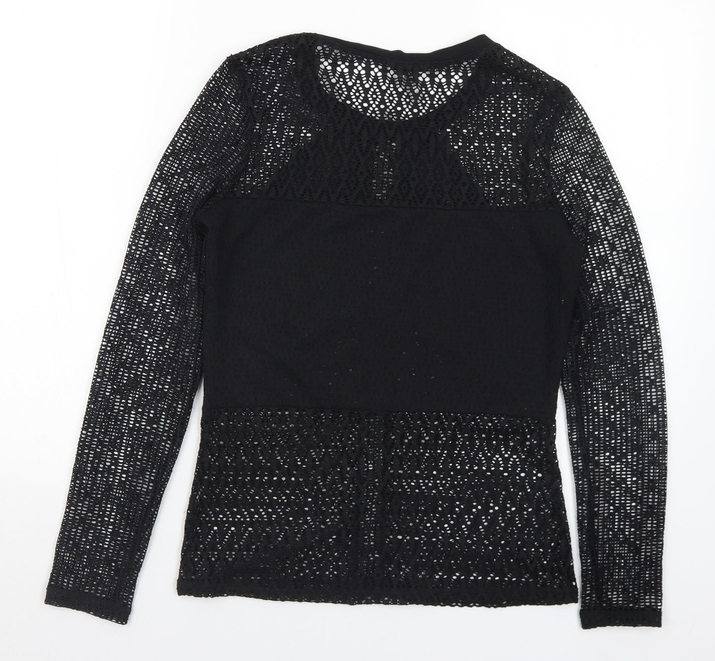 River Island Womens Black  Polyester Basic T-Shirt Size 12 Round Neck