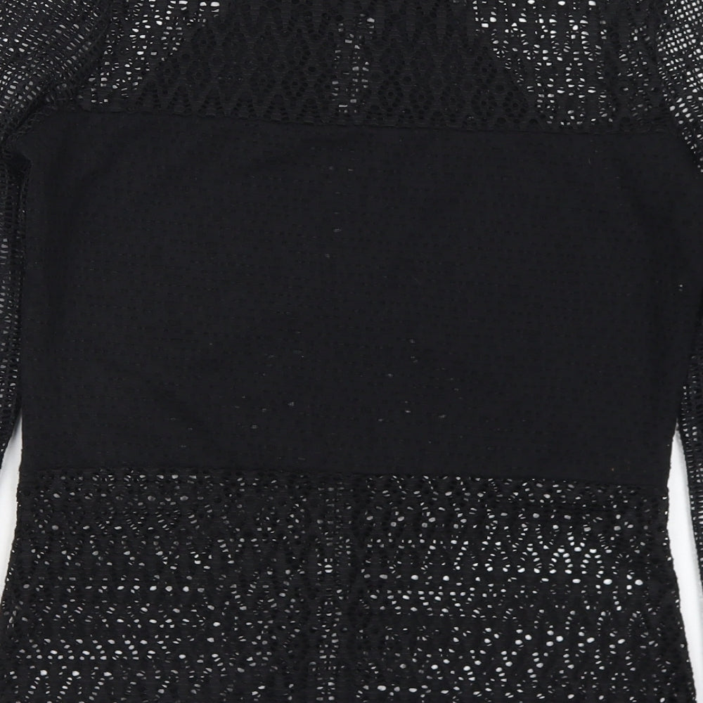 River Island Womens Black  Polyester Basic T-Shirt Size 12 Round Neck