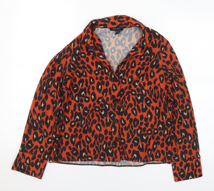 New Look Womens Multicoloured Animal Print Polyester Basic Blouse Size 8 Collared